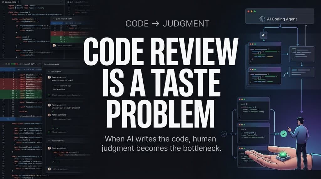 Code review is a taste problem: AI coding agents generate pull requests while human judgment decides what gets merged